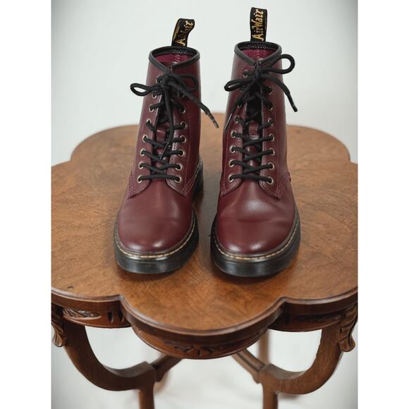 Dr. Martens Zavala Lace Up Combat Boot US Women's 6 Men's 5 Cherry Red #0021 - Picture 1 of 6